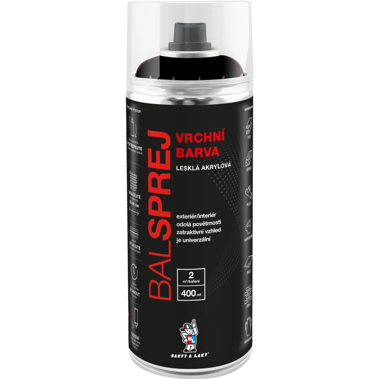 BALSPREJ vrchní univerzální akrylová barva ve spreji, RAL odstíny, 400 ml