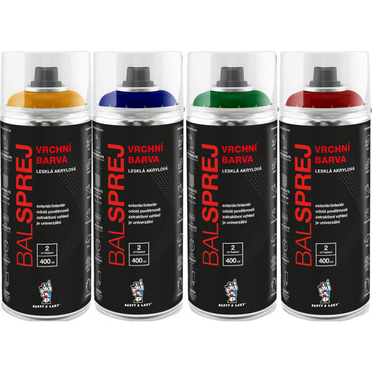 BALSPREJ vrchní univerzální akrylová barva ve spreji, RAL odstíny, 400 ml
