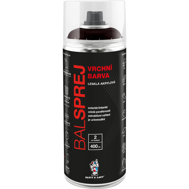 BALSPREJ vrchní univerzální akrylová barva ve spreji, RAL odstíny, 400 ml