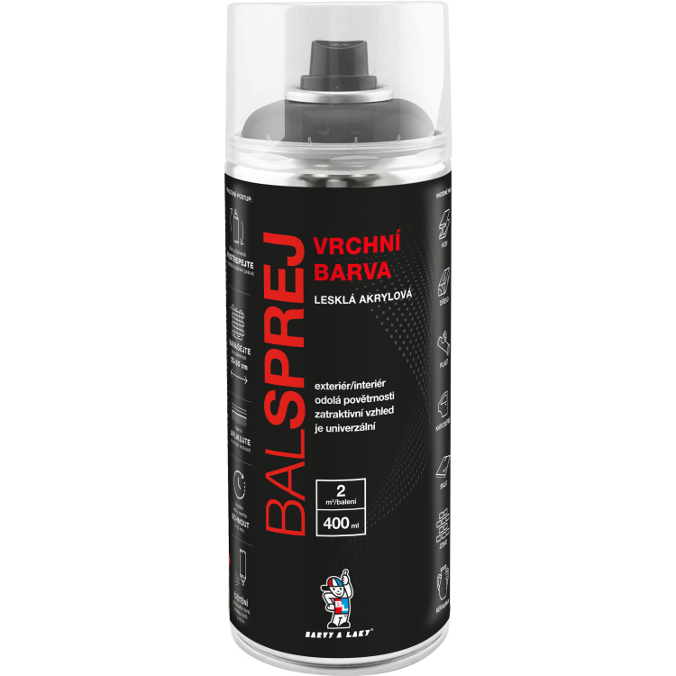 BALSPREJ vrchní univerzální akrylová barva ve spreji, RAL odstíny, 400 ml