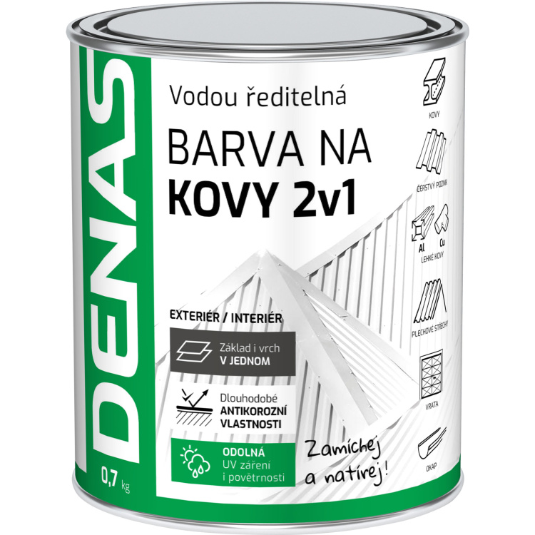 DENAS BARVA NA KOVY 2v1 antikorozní rychleschnoucí barva na kov