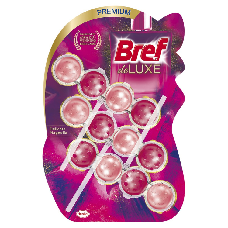 Bref DeLuxe Delicate Magnolia WC blok v kuličkách, 3× 50 g