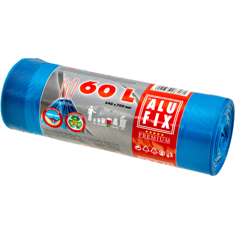 Alufix pytle na odpad, 20 µ, 64 × 71 cm, 60 l, 15 ks