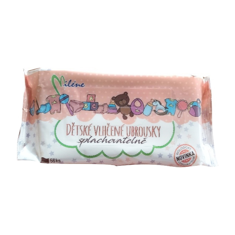 Miléne dětské vlhčené ubrousky splachovatelné, 56 ks