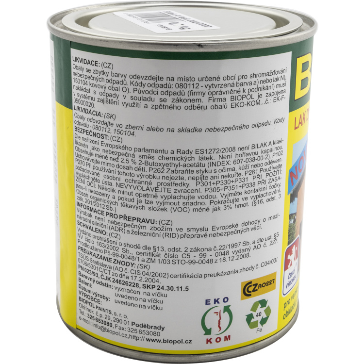 Bilak A 0000 lesk disperzní lak na dřevo transparentní