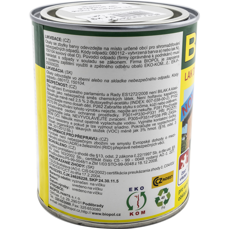 Bilak A 0002 mat disperzní lak na dřevo transparentní