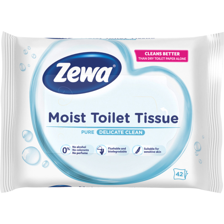 Zewa Pure Moist Toilet Tissue vlhčený toaletní papír, 42 ks