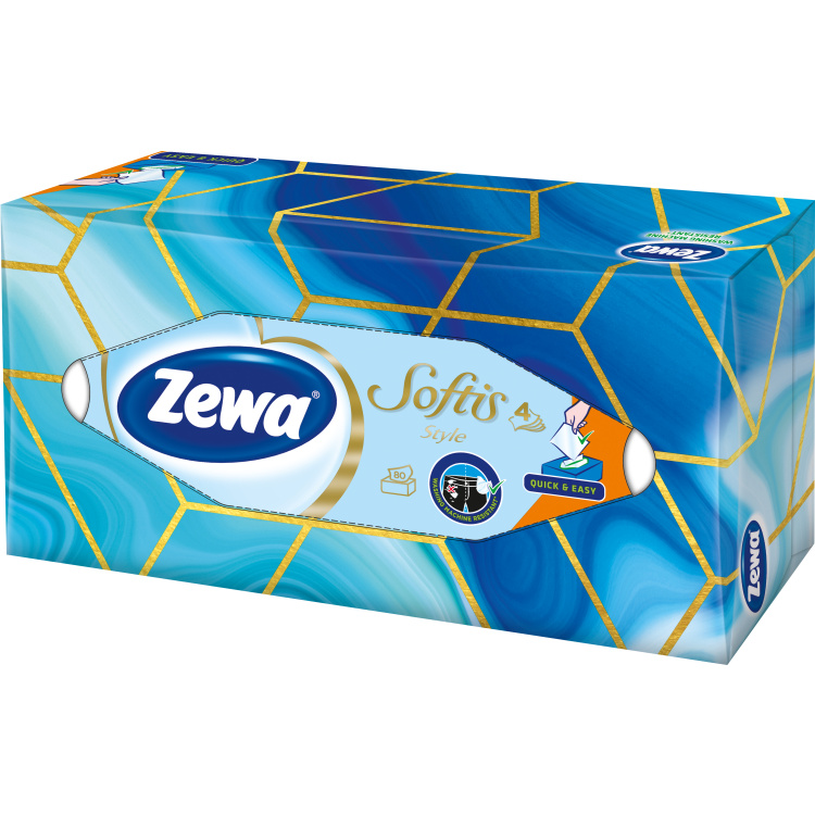 Zewa Softis Style Box 4vrstvé papírové kapesníky, 80 ks