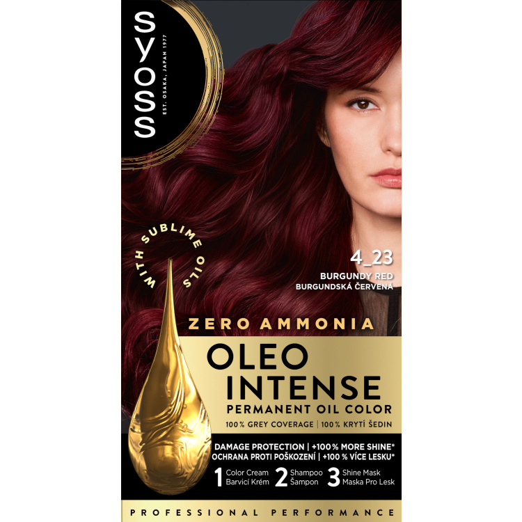 Syoss Oleo Intense olejová barva na vlasy 4-23 Burgundská Červeň