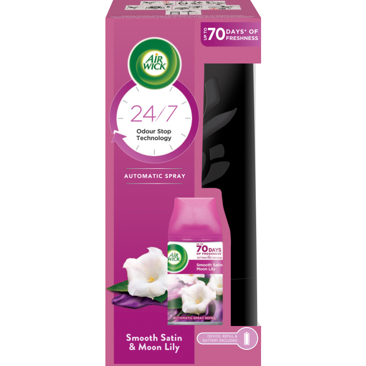Air Wick FreshMatic Smooth Satin &amp; Moon Lily osvěžovač strojek a náplň 250 ml