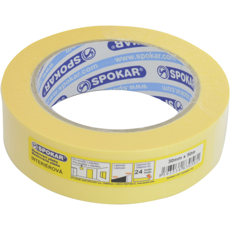 Spokar papírová zakrývací páska, 1 den, do 60 °C, délka 50 m