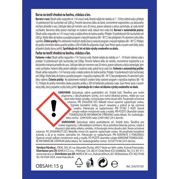 Ideal Duha barva na textil na bavlnu, viskozu a len, na 300 g látky, 15 g