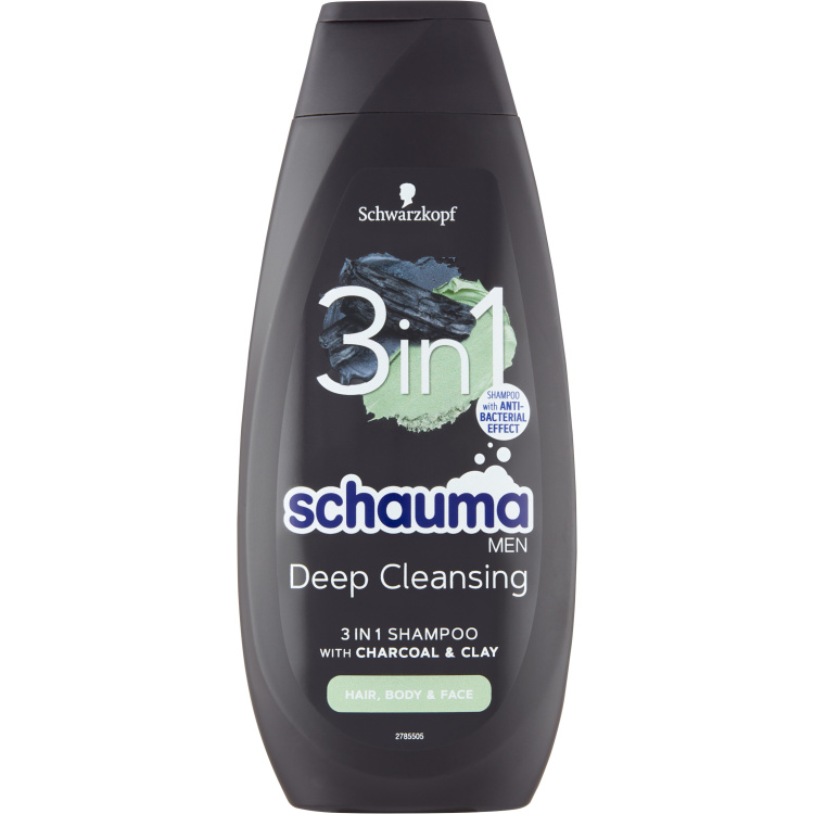 Schauma šampon Men 3v1 Charcoal &amp; Clay, 400 ml