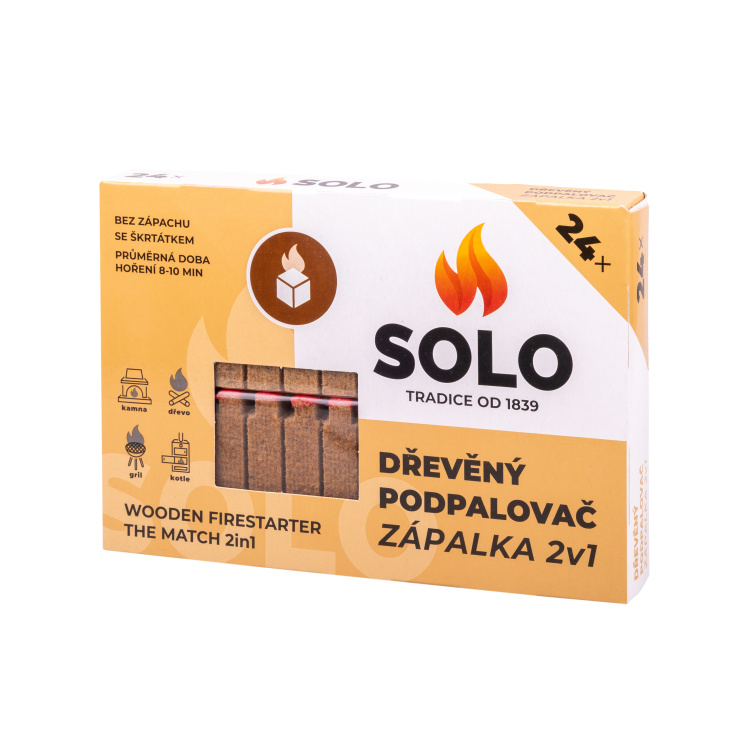 Podpalovač Solo dřevěná zápalka 2v1, 24 podpalů