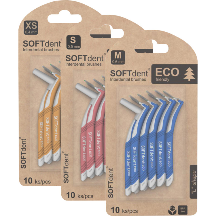 SOFTdent Eco mezizubní kartáček zahnutý, 10 ks
