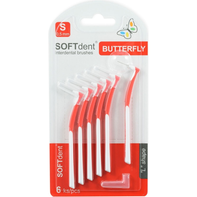SOFTdent zahnuté mezizubní kartáčky, 6 ks
