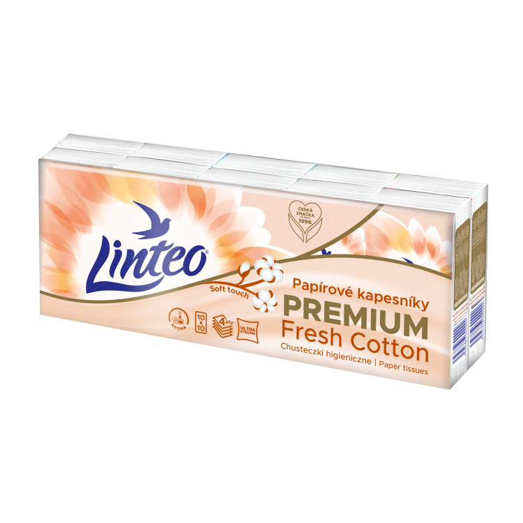 Linteo 4vrstvé papírové kapesníky, 10 × 10 ks