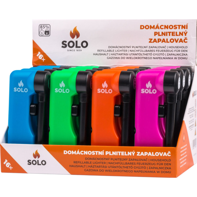 Solo otočný zapalovač, 19 cm, různé barvy