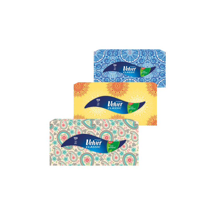 Velvet Classic 2vrstvé papírové kapesníky, 150 ks