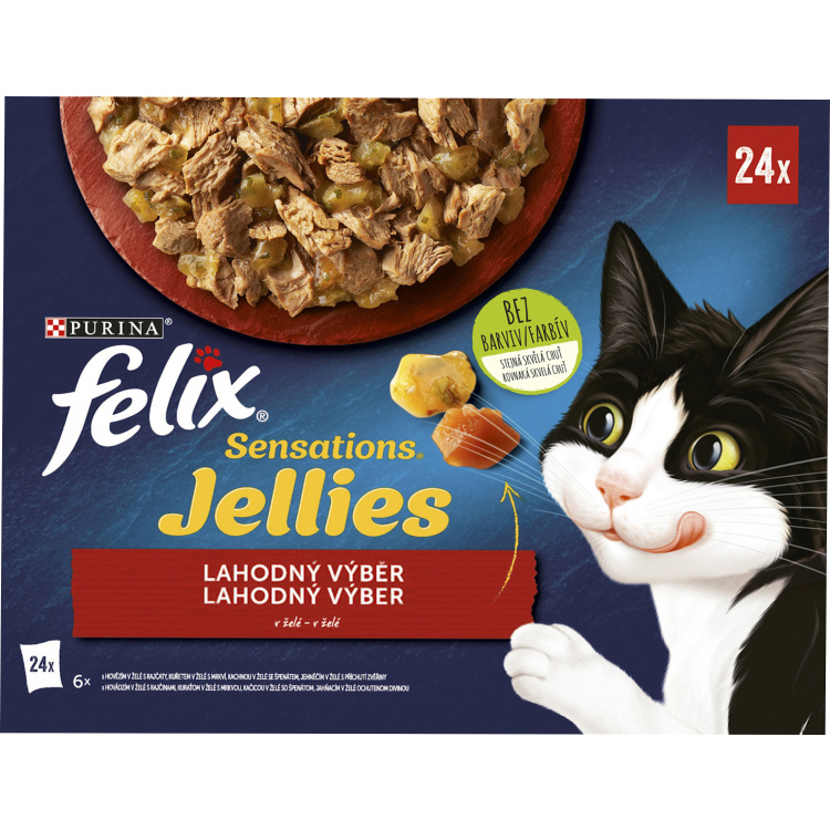 Felix Sensations Jellies kapsičky pro kočky výběr v želé, 24 × 85 g