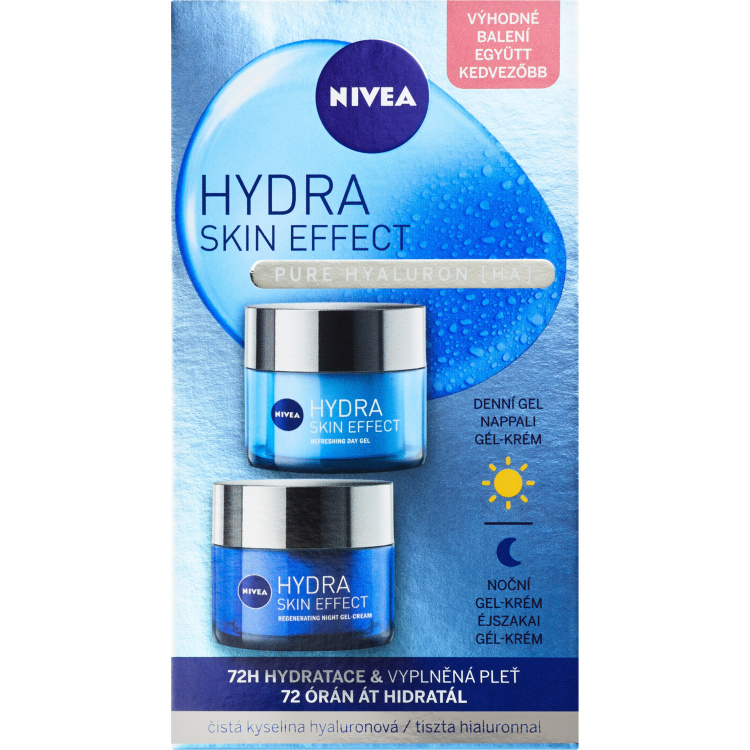 Nivea Hydra Skin Effect dárková sada denní a noční gel, 50 + 50 g