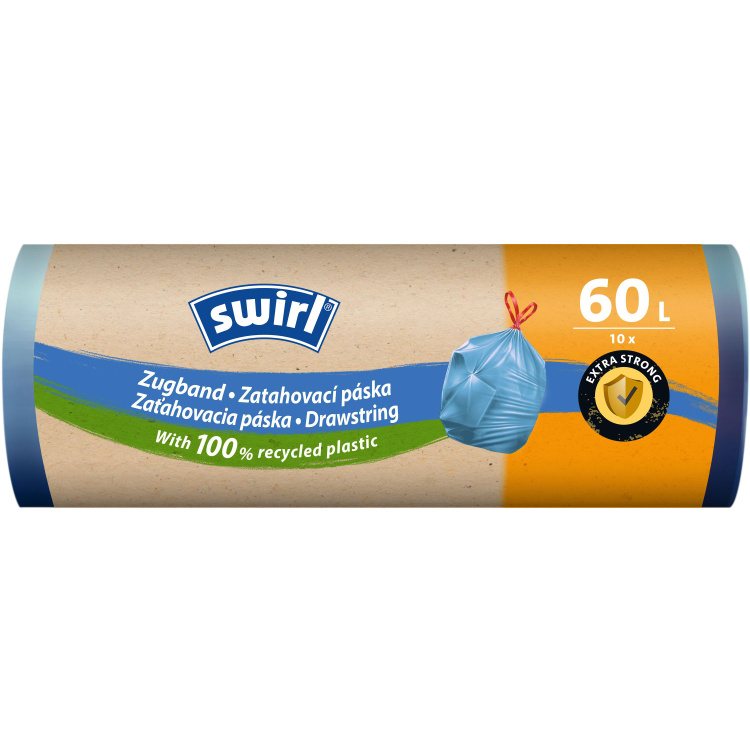 Swirl zatahovací pytle na odpad 60 l, 62 × 66 cm, 26 µ, 10 ks