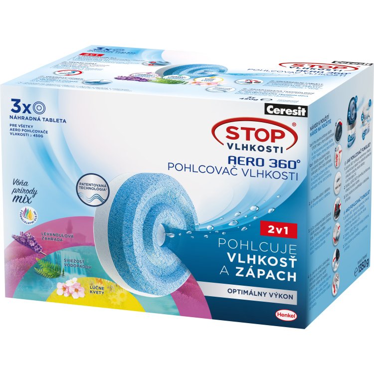 Ceresit Stop vlhkosti Aero 360° odvlhčovač náhradní náplň, 3× 450 g