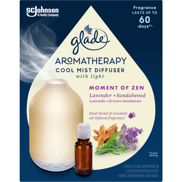 Glade Aromatherapy difuzér a náplň Cool Mist Moment of Zen, 17,4 ml