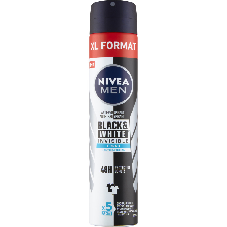 Nivea Men Black &amp; White Invisible Fresh pánský antiperspirant, 200 ml