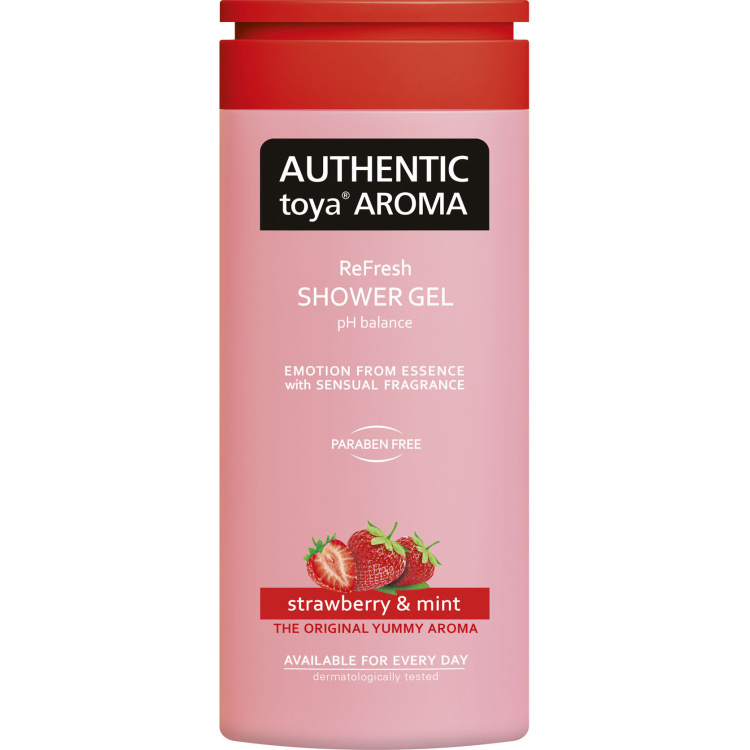 Authentic Toya Aroma sprchový gel jahoda a máta, 400 ml