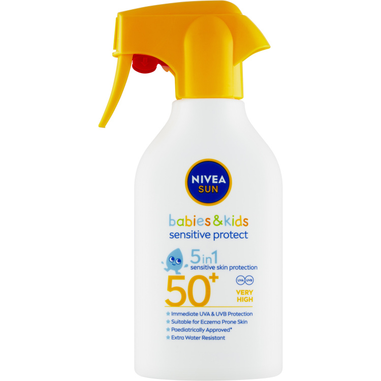 Nivea Sun Protect &amp; Care OF 50 dětský sprej na opalování, 270 ml