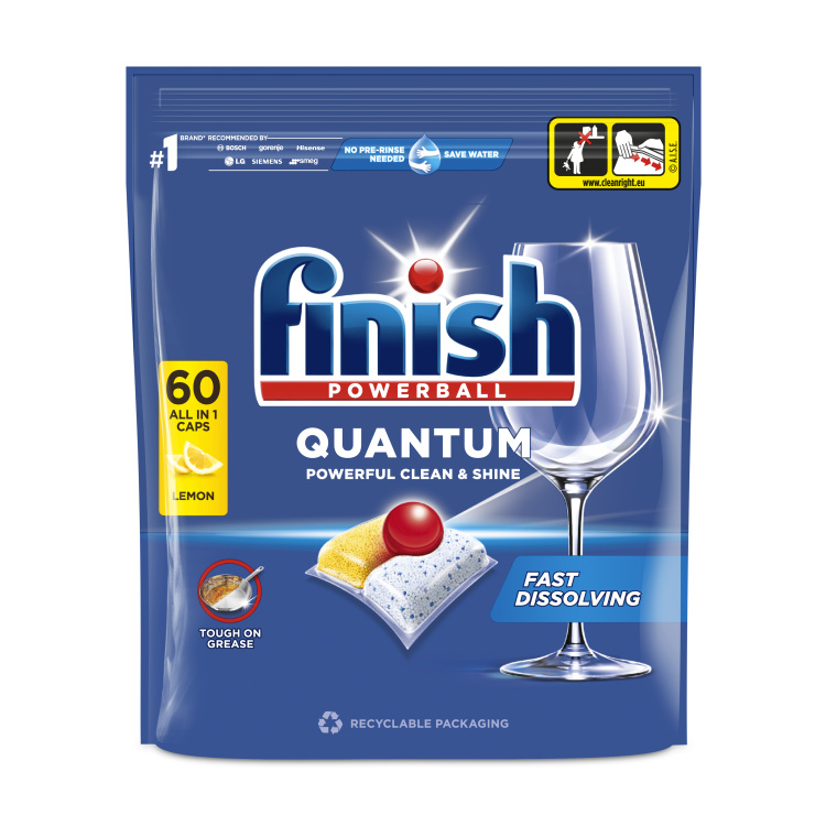 Finish Quantum All in 1 Lemon Sparkle tablety do myčky, 60 ks