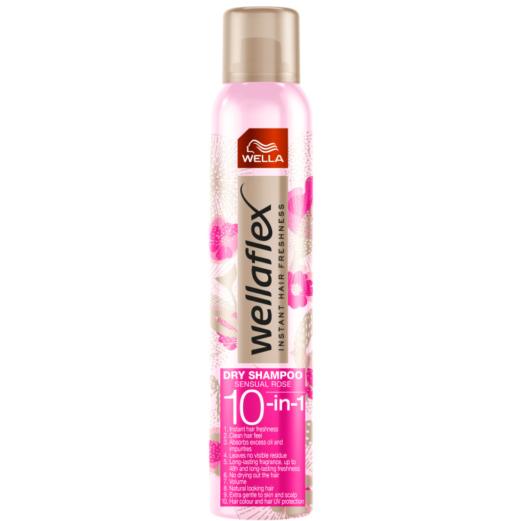 Wellaflex suchý šampon na vlasy Sensual Rose, 180 ml