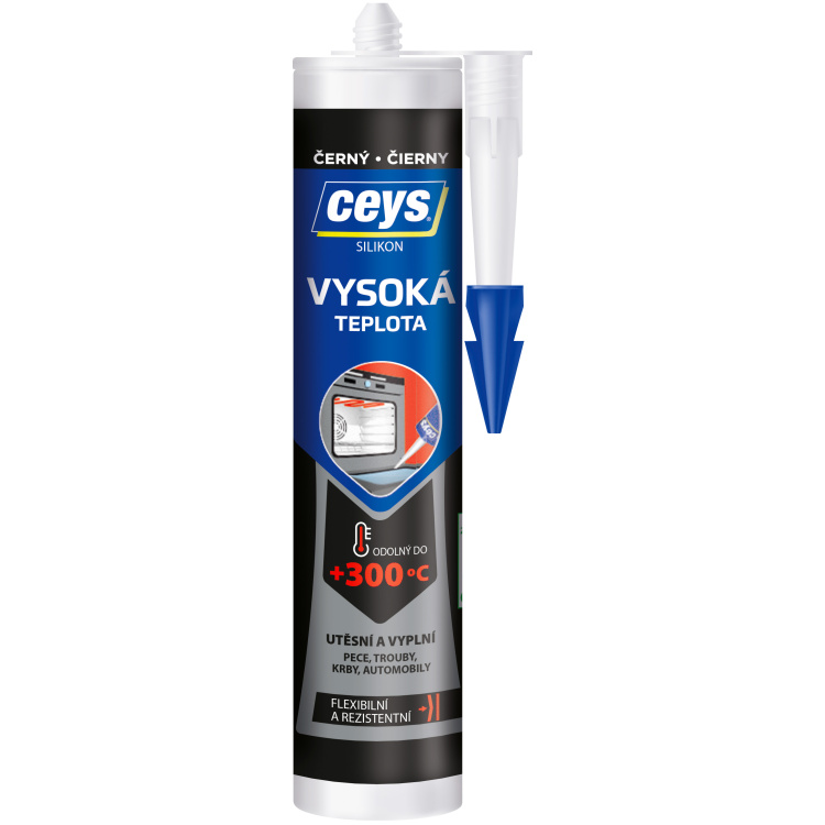 Ceys Silikon acetát vysoká teplota, černý, 280 ml