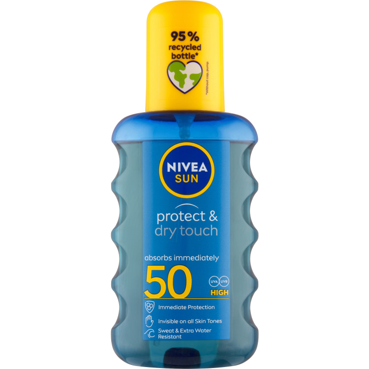 Nivea Sun OF 50 Protect &amp; Dry Touch neviditelný sprej na opalování, 200 ml