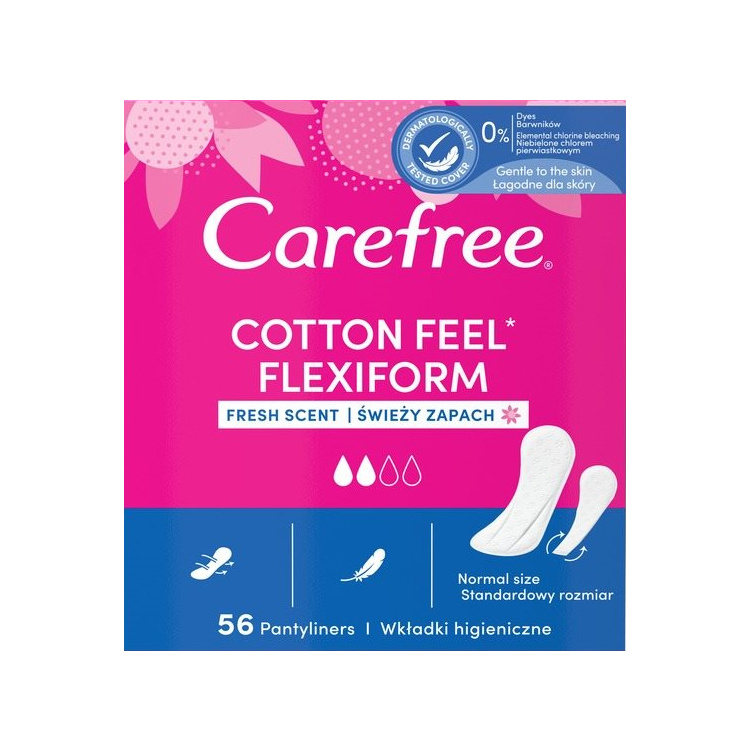 Carefree Cotton Flexiform slipové vložky, 56 ks