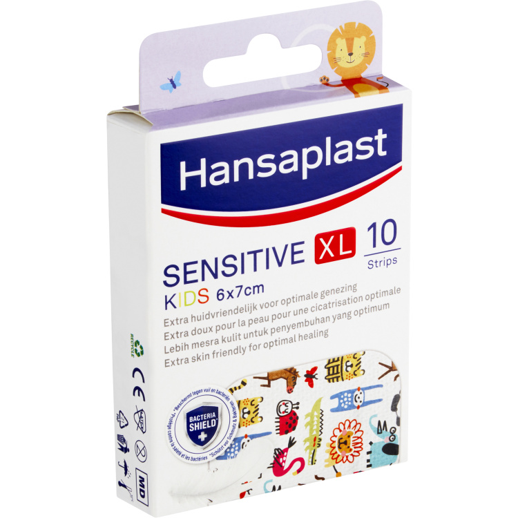 Hansaplast Sensitive XL Kids Dětské náplasti pro citlivou pokožku s různými motivy zvířátek 6 x 7 cm