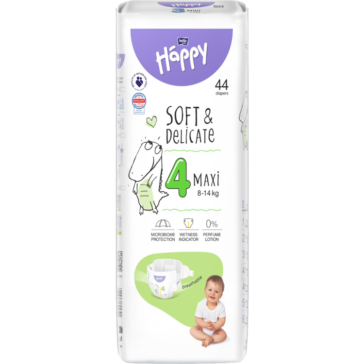 Bella Happy Maxi 4 dětské pleny jednorázové 8-14 kg, 44 ks