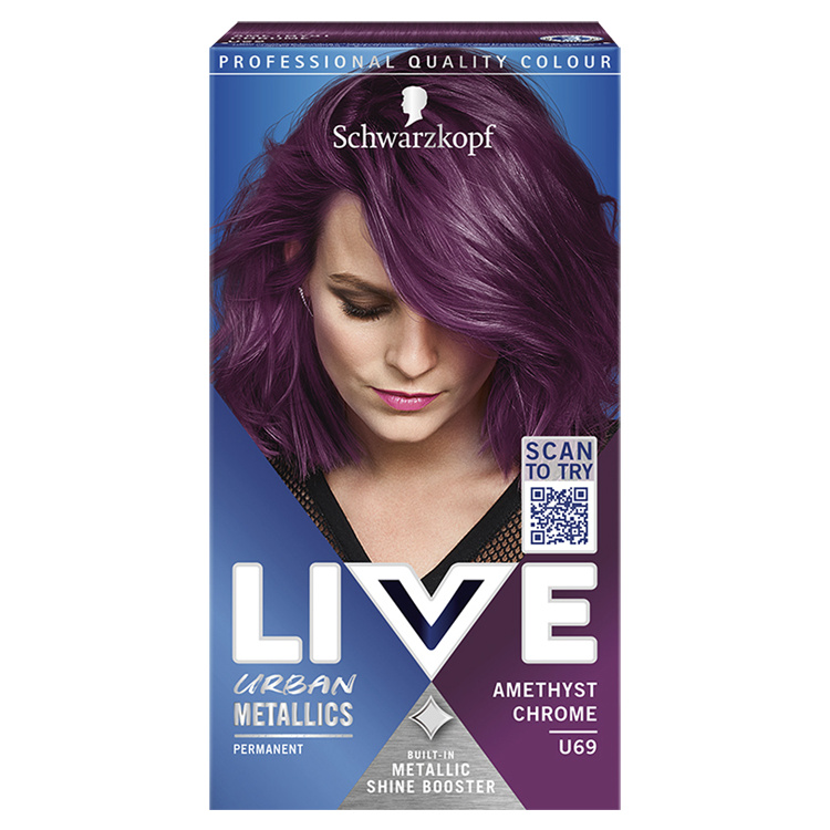 Schwarzkopf Live Urban Metallics barva na vlasy Fialový chrom U69, 60 ml