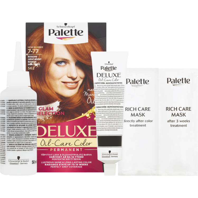 Schwarzkopf Palette Deluxe barva na vlasy Intenzivní Zářivě Měděný 7-77 (562), 50 ml