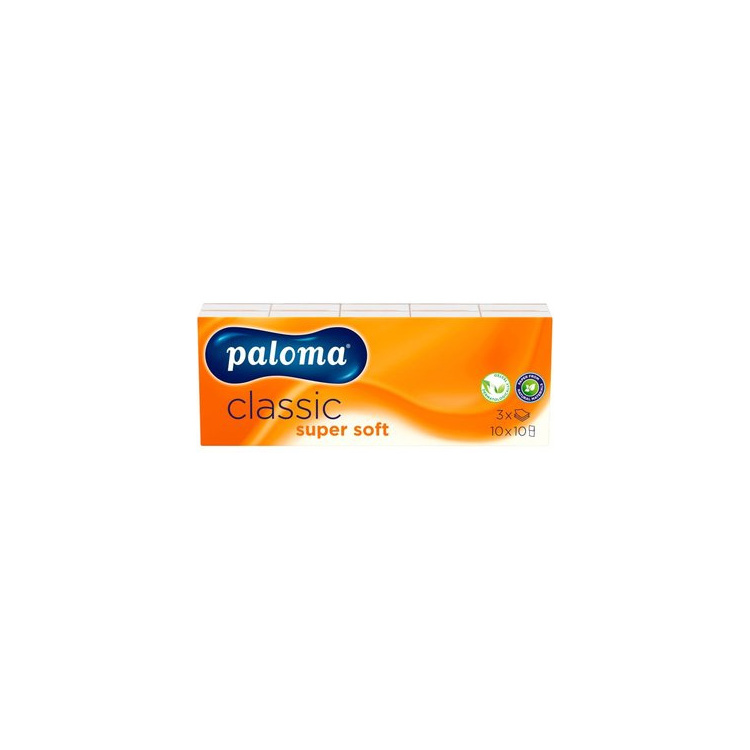 Paloma 3vrstvé papírové kapesníky Classic Super Soft, 10x 10 ks