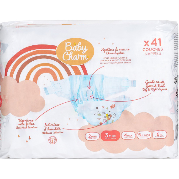 Baby Charm jednorázové plenky Super Dry Flex Midi 6-10 kg, 46 ks