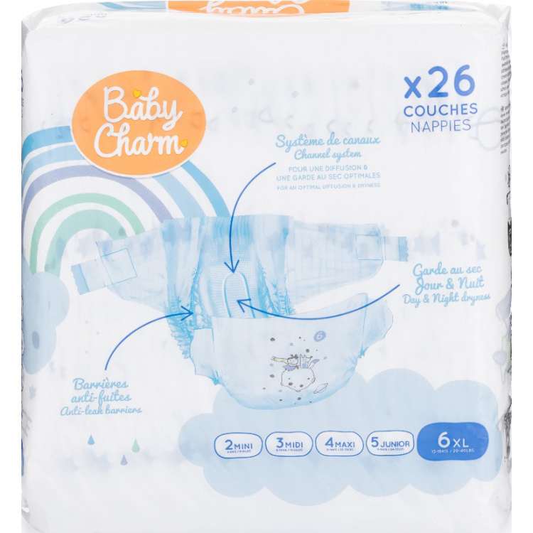 Baby Charm jednorázové plenky Super Dry Flex XL 13-18 kg, 26 ks