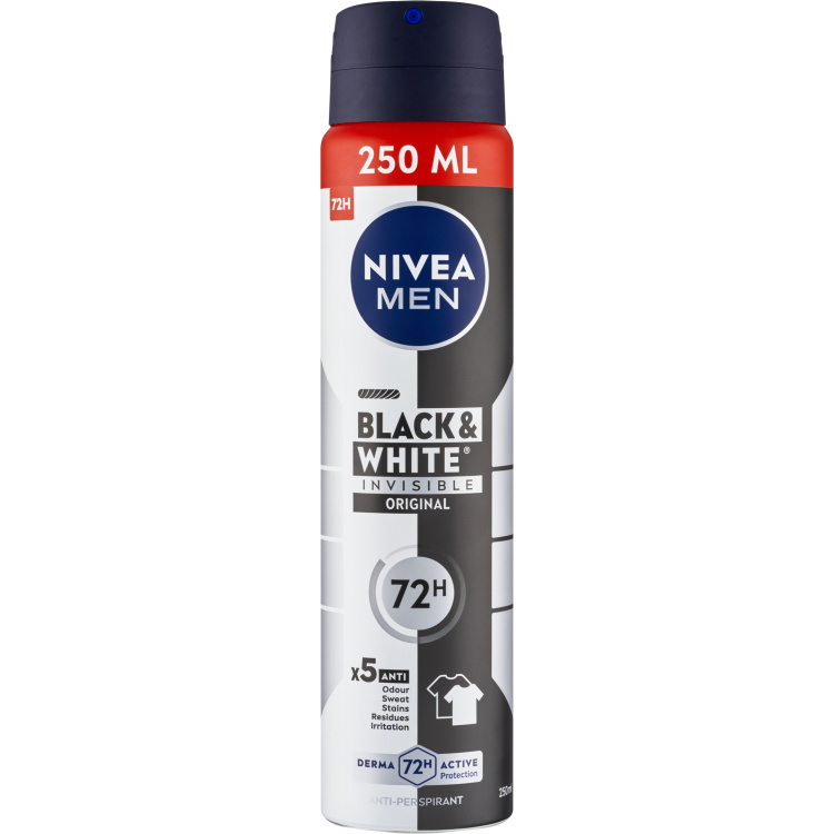 Nivea Men Black &amp; White Invisible Original antiperspirant ve spreji, 250 ml