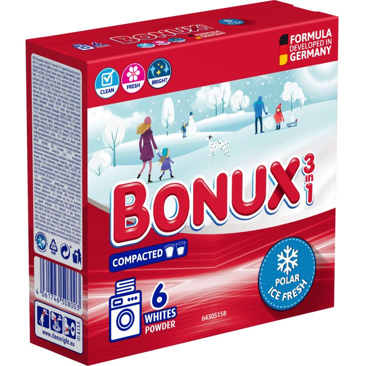 Bonux prací prášek White Polar Ice Fresh, 390 g, 6 dávek