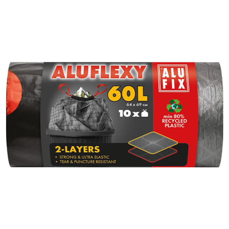 Alufix pytle na odpad, zatahovací, 33µ , 64 x 69 cm, 60 l, 10 ks