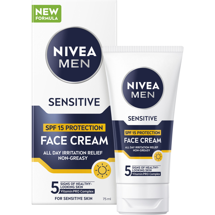 Nivea Men Sensitive ochranný pleťový krém, OF 15, 75 ml