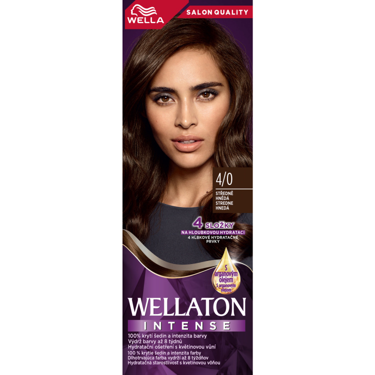 Wella barva na vlasy Wellaton Intense 4/0 středně hnědá, 110 ml