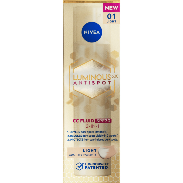 Nivea Luminous630 CC krém 3 v 1, světlý odstín, OF 30, 40 ml