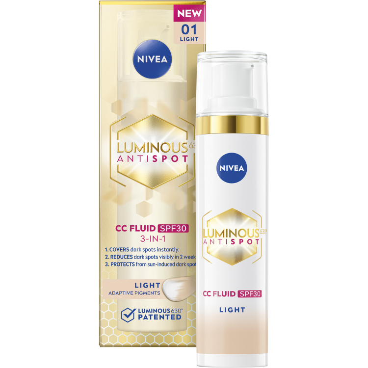 Nivea Luminous630 CC krém 3 v 1, světlý odstín, OF 30, 40 ml